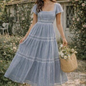 American Eagle Long Ruffle Tiered Dress